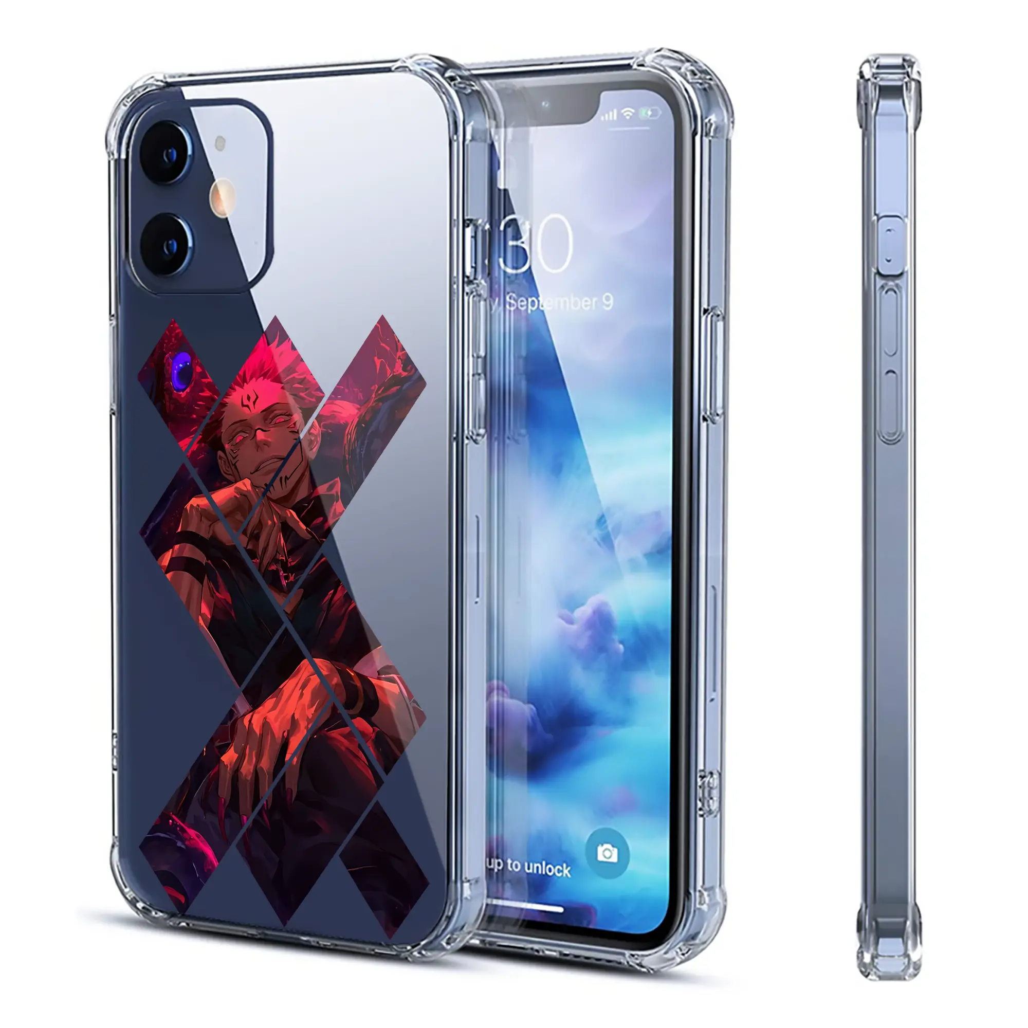 呪術廻戦 グッズ,両面宿儺 - IPhone 12シリーズ対応 ・ 透明スマホケース ・ クリアソフトケース ・ TPU素材 ・ 耐衝撃 ・ 高密着 ・ 防汚 防指紋 ・ 簡単着脱